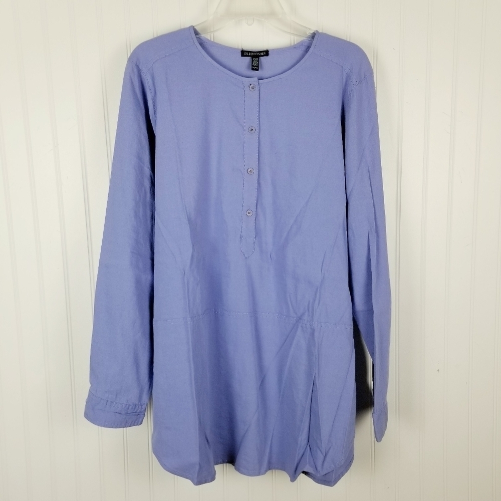 Eileen Fisher Lavender Long-Sleeve Henley Tunic Top - Picture 9 of 9